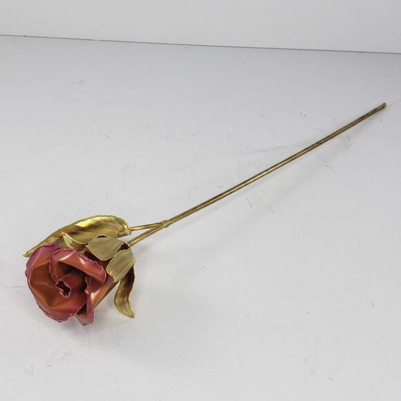 Vintage Gold Decorative Metal Copper Brass Rose Stem 12" - Picture 2 of 9